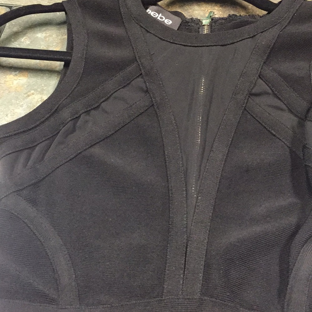 BEBE BLACK BANDAGE ILLUSION NECKLINE DRESS - Picture 8 of 8